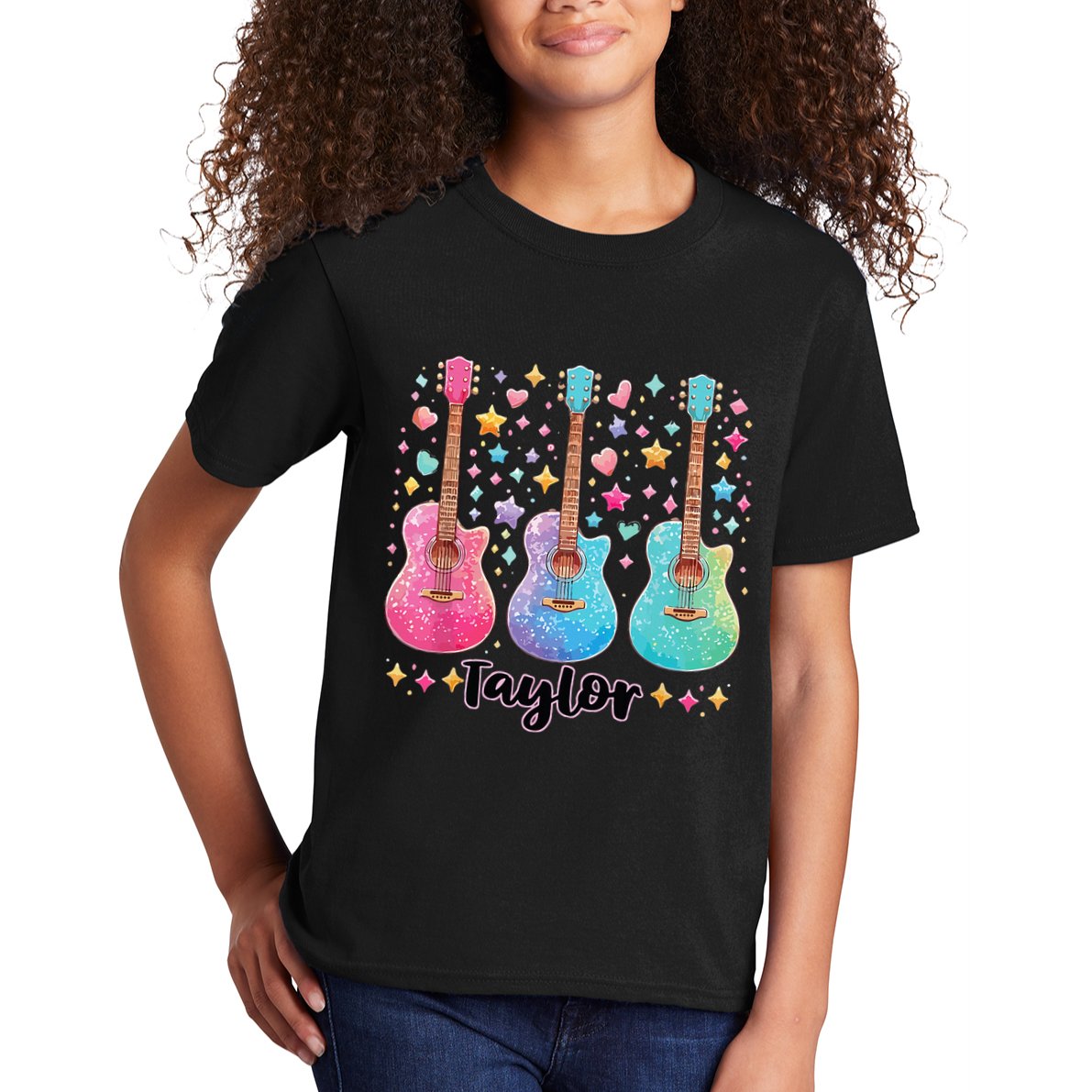 Girl Taylor First Name Personalized Groovy 80S Kids T-Shirt