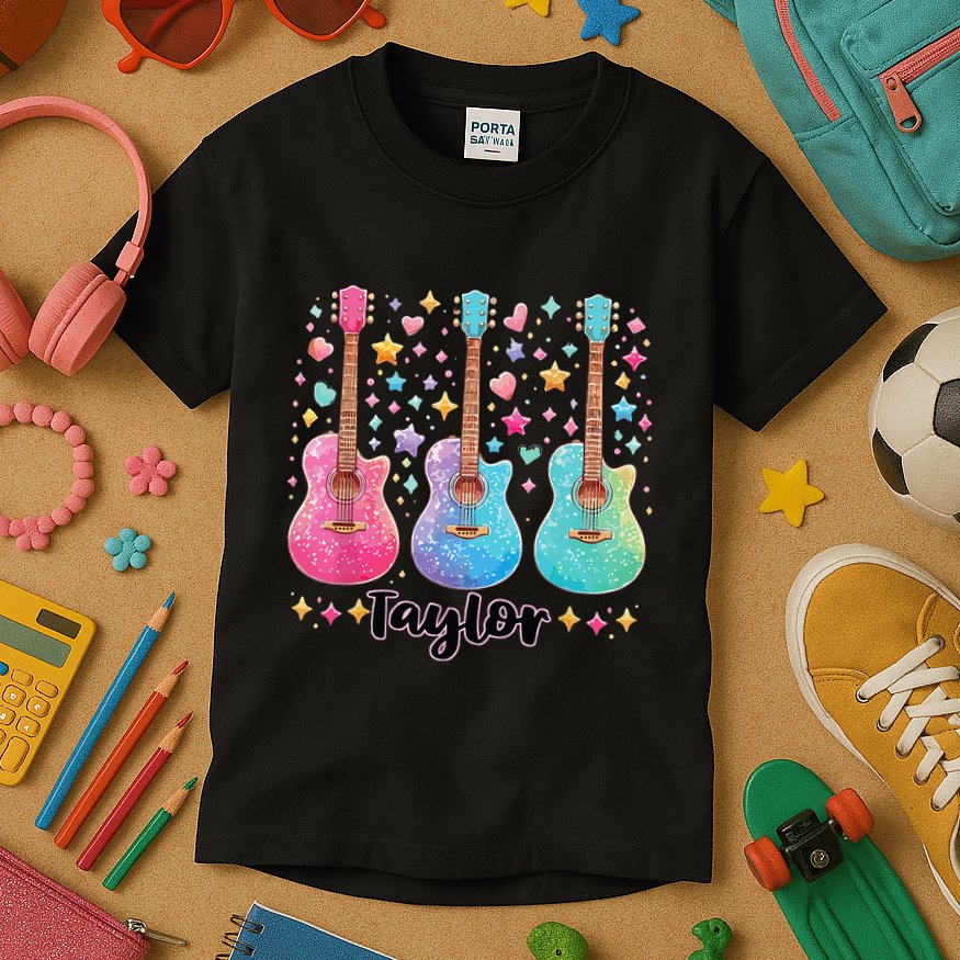 Girl Taylor First Name Personalized Groovy 80S Kids T-Shirt