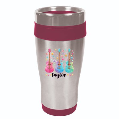 Girl Taylor First Name Personalized Groovy 80S 16oz Travel Tumbler