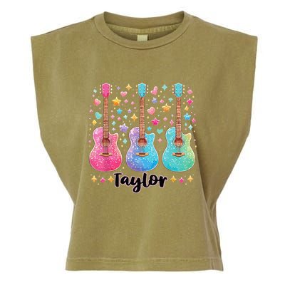 Girl Taylor First Name Personalized Groovy 80S Garment-Dyed Women's Muscle Tee