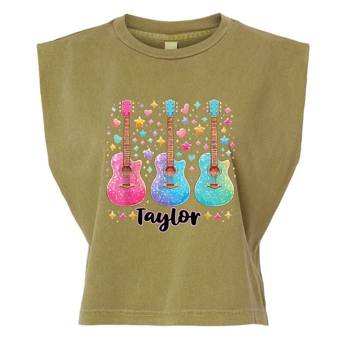 Girl Taylor First Name Personalized Groovy 80S Garment-Dyed Women's Muscle Tee