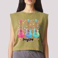 Girl Taylor First Name Personalized Groovy 80S Garment-Dyed Women's Muscle Tee