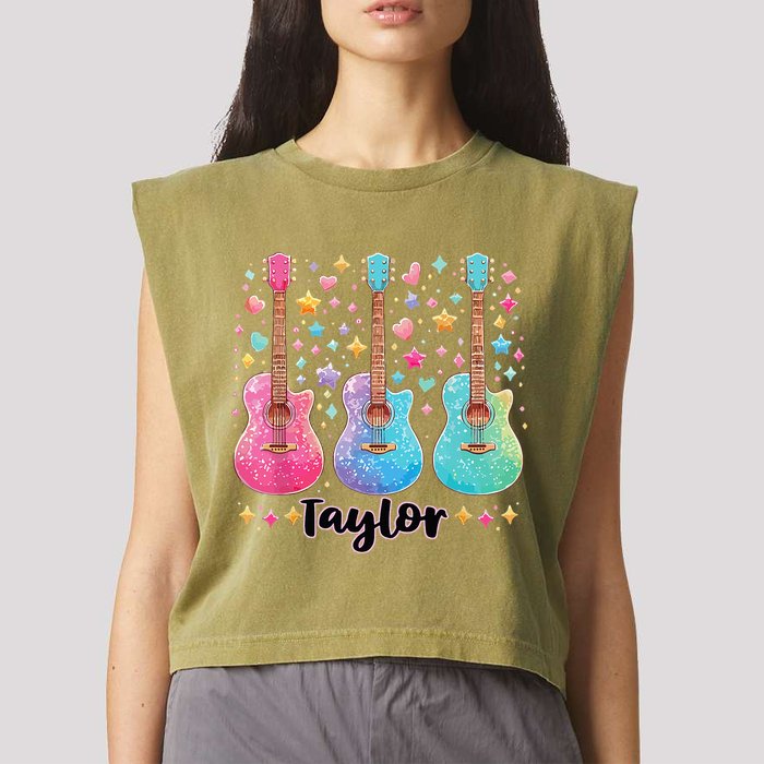 Girl Taylor First Name Personalized Groovy 80S Garment-Dyed Women's Muscle Tee