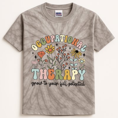 Grow To Full Potential Occupational Therapy OT Therapist Kids Tie-Dye T-Shirt