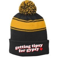 Getting Tipsy For Gypsy Iconic Slogan Stripe Pom Pom Beanie