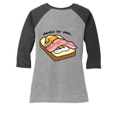 Gudetama Thankful For Sleep Toasty Women's Tri-Blend 3/4-Sleeve Raglan Shirt