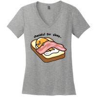 Gudetama Thankful For Sleep Toasty Women's V-Neck T-Shirt