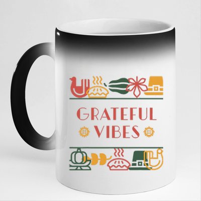 Grateful Thankful Favored Print Thanksgiving  11oz Black Color Changing Mug