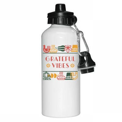 Grateful Thankful Favored Print Thanksgiving  Aluminum Water Bottle 