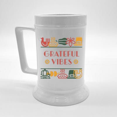 Grateful Thankful Favored Print Thanksgiving  Beer Stein