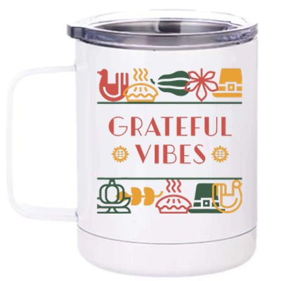 Grateful Thankful Favored Print Thanksgiving  12 oz Stainless Steel Tumbler Cup