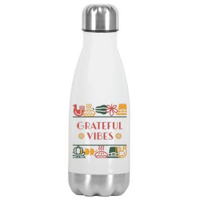 Grateful Thankful Favored Print Thanksgiving  Stainless Steel Insulated Water Bottle