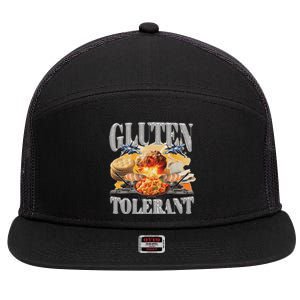 Gluten Tolerant Funny Sarcastic Gluten Tolerance Meme Humor 7 Panel Mesh Trucker Snapback Hat