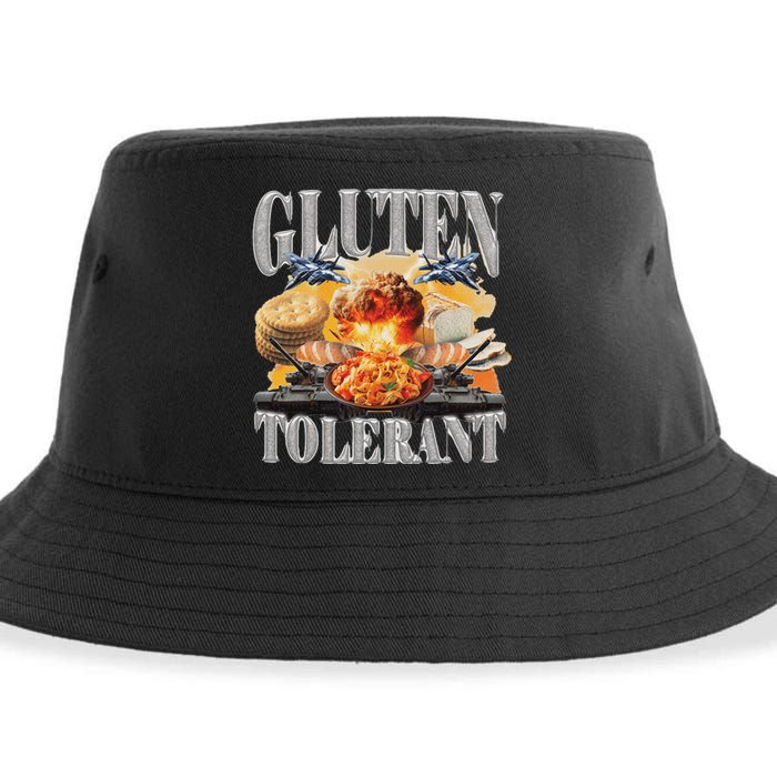 Gluten Tolerant Funny Sarcastic Gluten Tolerance Meme Humor Sustainable Bucket Hat