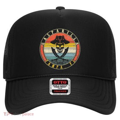 Gasparilla Tampa Fl Pirate Festival Ship Party Captain High Crown Mesh Back Trucker Hat