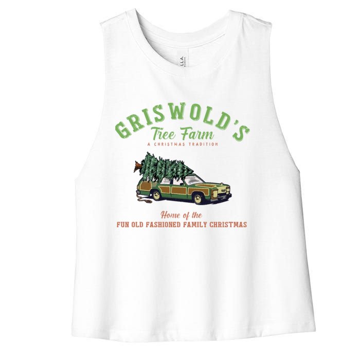 Griswold’s Tree Farm A Christmas Tradition Shirt Griswold’s Tree Farm Christmas Women's Racerback Cropped Tank