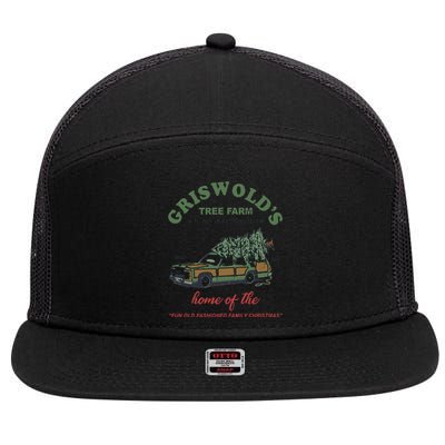 Griswold’s Tree Farm A Christmas Tradition Griswold’s Tree Farm Christmas 7 Panel Mesh Trucker Snapback Hat