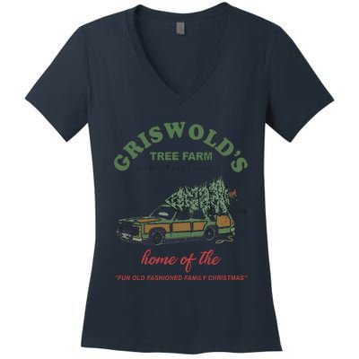 Griswold’s Tree Farm A Christmas Tradition Griswold’s Tree Farm Christmas Women's V-Neck T-Shirt