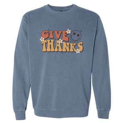 Give Thanks Funny Thanksgiving Cute Gift Garment-Dyed Sweatshirt