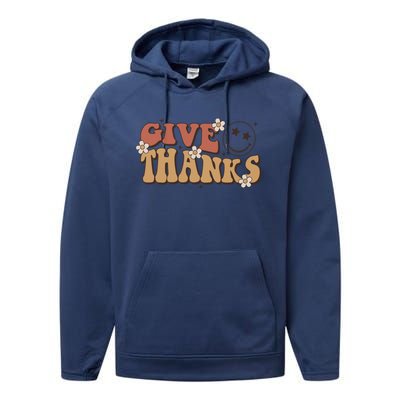 Give Thanks Funny Thanksgiving Cute Gift Performance Fleece Hoodie