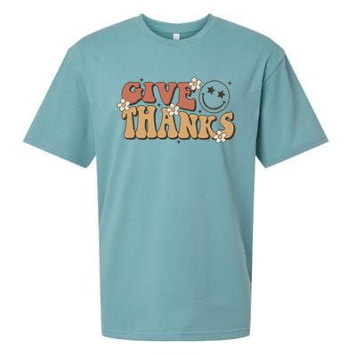 Give Thanks Funny Thanksgiving Cute Gift Sueded Cloud Jersey T-Shirt