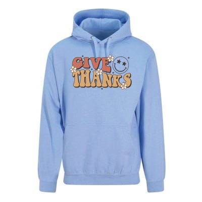 Give Thanks Funny Thanksgiving Cute Gift Unisex Surf Hoodie