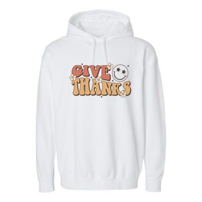 Give Thanks Funny Thanksgiving Cute Gift Garment-Dyed Fleece Hoodie