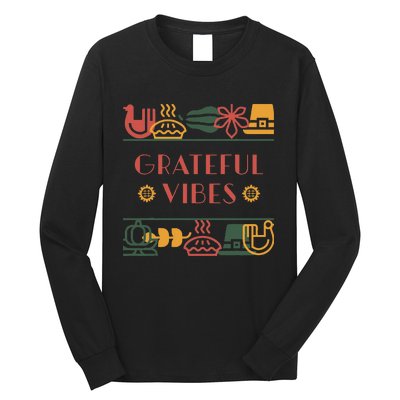 Grateful Thankful Favored Print funny Thanksgiving  Long Sleeve Shirt