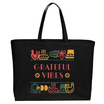 Grateful Thankful Favored Print funny Thanksgiving  Cotton Canvas Jumbo Tote