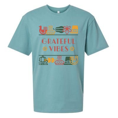 Grateful Thankful Favored Print funny Thanksgiving  Sueded Cloud Jersey T-Shirt