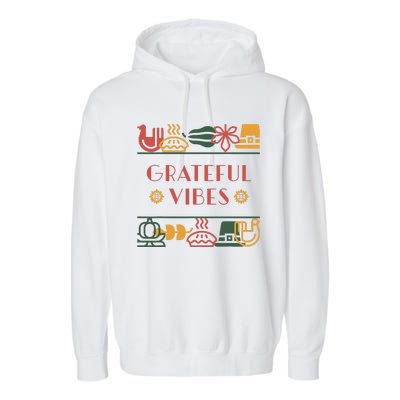 Grateful Thankful Favored Print funny Thanksgiving  Garment-Dyed Fleece Hoodie