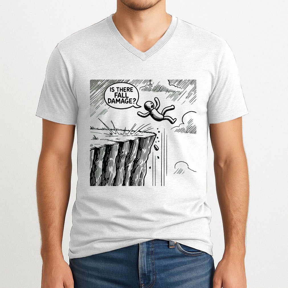 Gravity Test Funny Gamer Is There Fall Damage V-Neck T-Shirt
