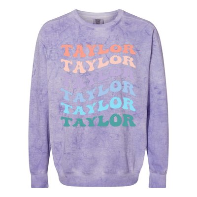 Groovy T.AYLOR First Name Personalized Birthday  Colorblast Crewneck Sweatshirt