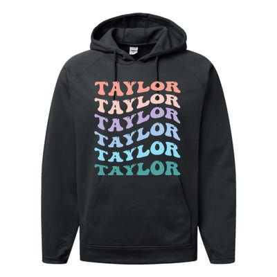 Groovy T.AYLOR First Name Personalized Birthday  Performance Fleece Hoodie