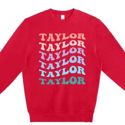 Groovy T.AYLOR First Name Personalized Birthday  Premium Crewneck Sweatshirt