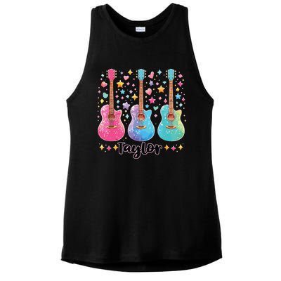 Girl Taylor First Name Personalized Groovy 80S Ladies PosiCharge Tri-Blend Wicking Tank