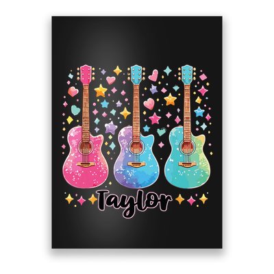 Girl Taylor First Name Personalized Groovy 80S Poster