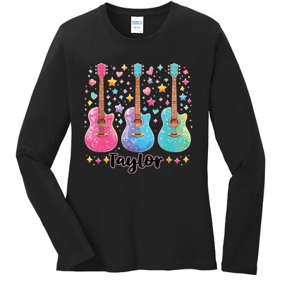 Girl Taylor First Name Personalized Groovy 80S Ladies Long Sleeve Shirt