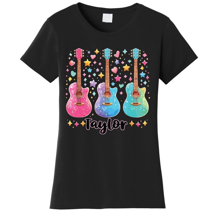 Girl Taylor First Name Personalized Groovy 80S Women's T-Shirt