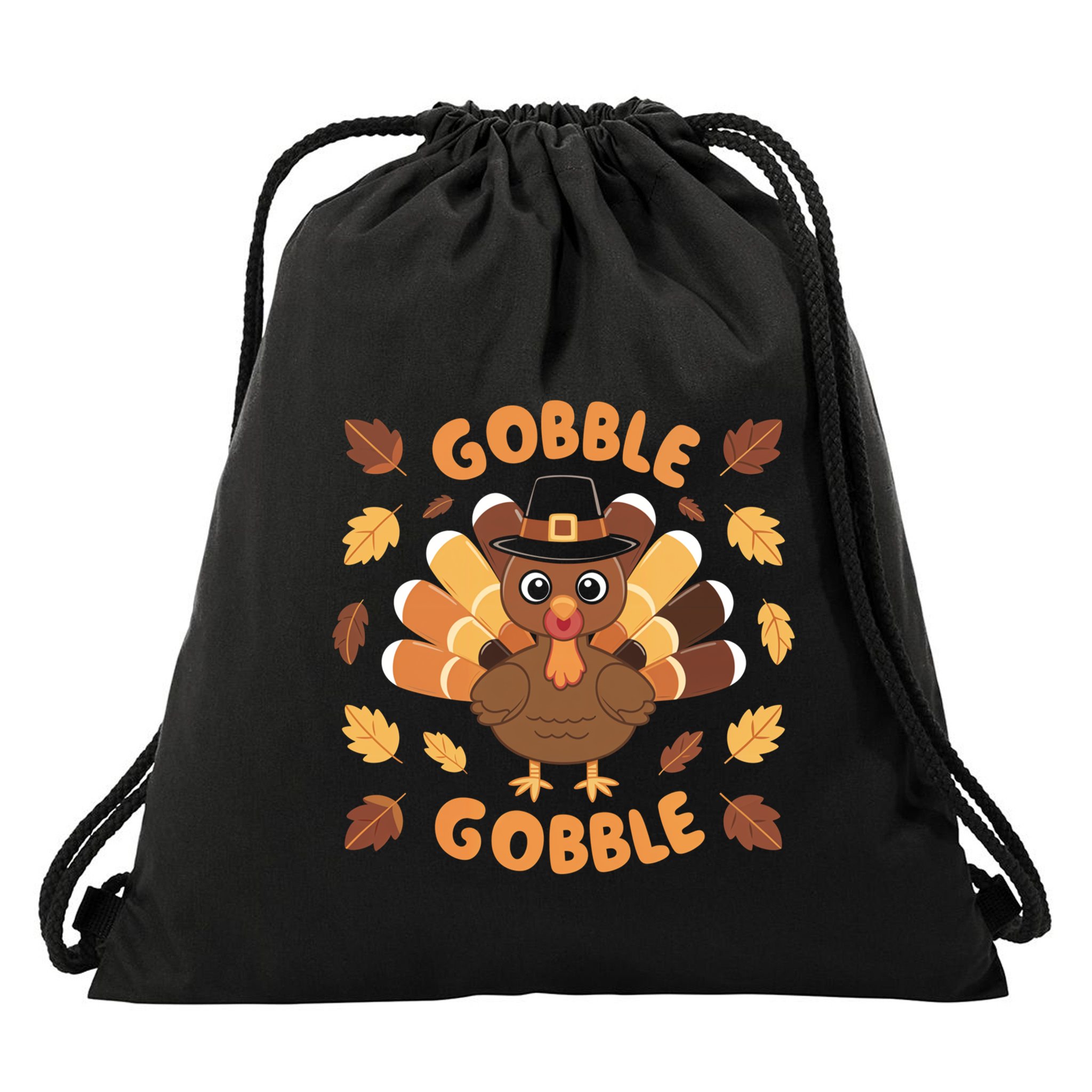 Gobble Turkey Fall Autumn Thanksgiving Drawstring Bag
