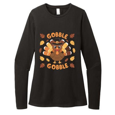 Gobble Turkey Fall Autumn Thanksgiving Womens CVC Long Sleeve Shirt