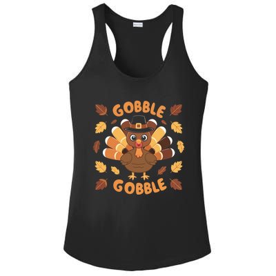 Gobble Turkey Fall Autumn Thanksgiving Ladies PosiCharge Competitor Racerback Tank