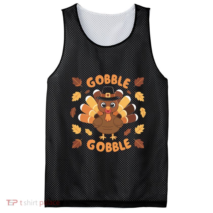 Gobble Turkey Fall Autumn Thanksgiving Mesh Reversible Basketball Jersey Tank