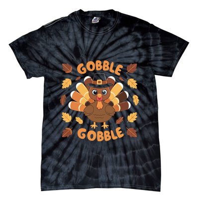Gobble Turkey Fall Autumn Thanksgiving Tie-Dye T-Shirt