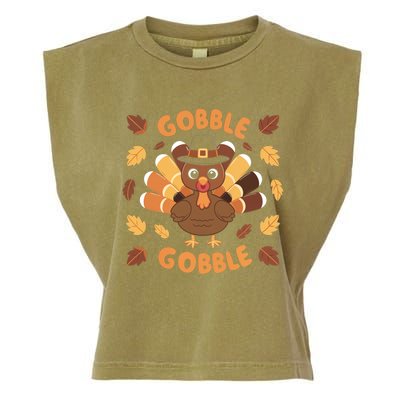 Gobble Turkey Fall Autumn Thanksgiving Garment-Dyed Women's Muscle Tee