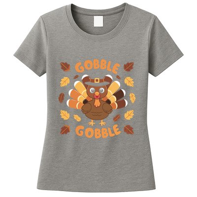Gobble Turkey Fall Autumn Thanksgiving Womens T-Shirt
