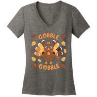 Gobble Turkey Fall Autumn Thanksgiving Women's V-Neck T-Shirt