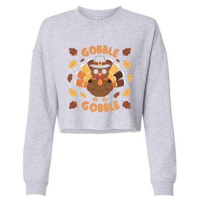 Gobble Turkey Fall Autumn Thanksgiving Cropped Pullover Crew