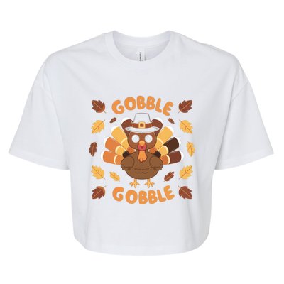 Gobble Turkey Fall Autumn Thanksgiving Bella+Canvas Jersey Crop Tee