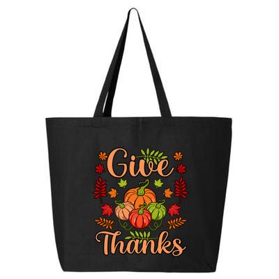 Give Thanks Fun Turkey Thanksgiving Family Graphic 25L Jumbo Tote